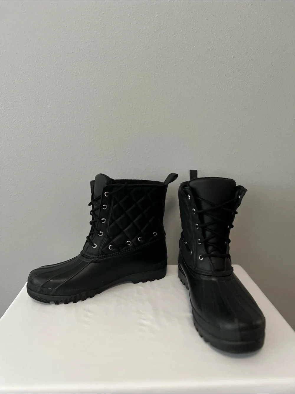 Sperry Black Gosling Quilted Rain Duck Boots Size 10